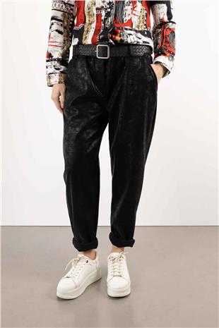 Nubuk Görünümlü Kemer Detay Pantolon