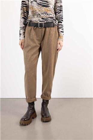 Nubuk Görünümlü Kemer Detay Pantolon