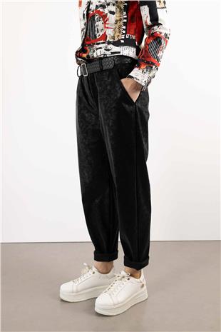 Nubuk Görünümlü Kemer Detay Pantolon