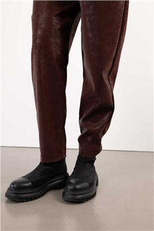 Nubuk Görünümlü Kemer Detay Pantolon