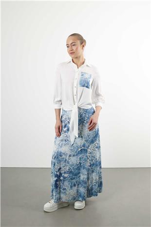 Ön Bağlama Detay Desenli Cep Takım