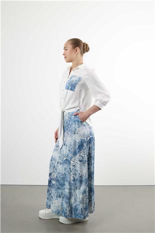 Ön Bağlama Detay Desenli Cep Takım