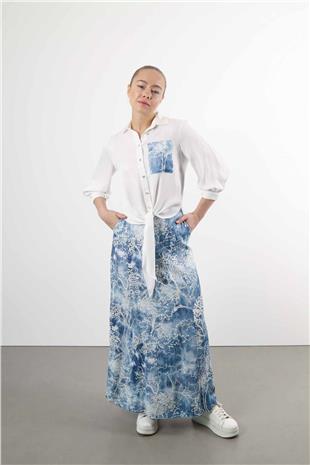 Ön Bağlama Detay Desenli Cep Takım