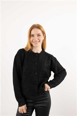 Ön Düğmeli Bisiklet Yaka Hırka