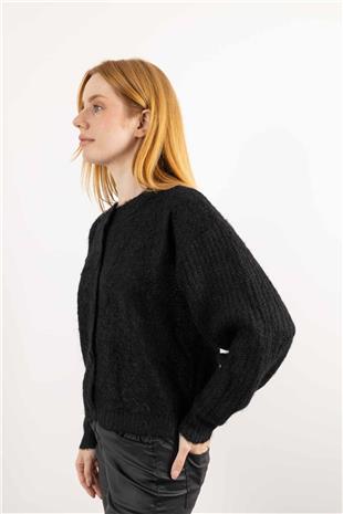 Ön Düğmeli Bisiklet Yaka Hırka