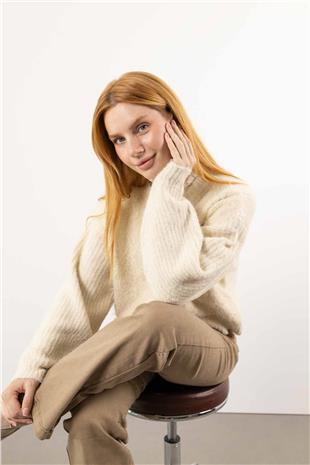 Ön Düğmeli Bisiklet Yaka Hırka