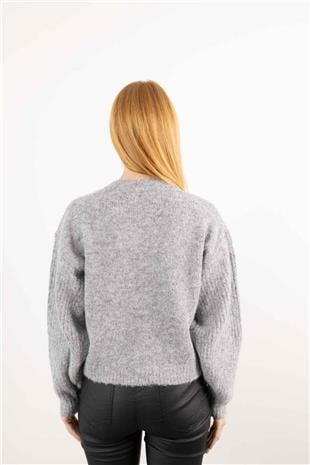 Ön Düğmeli Bisiklet Yaka Hırka