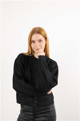 Ön Düğmeli Bisiklet Yaka Hırka