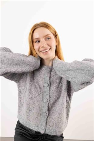 Ön Düğmeli Bisiklet Yaka Hırka