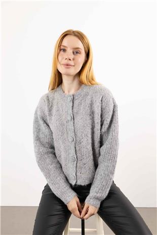 Ön Düğmeli Bisiklet Yaka Hırka