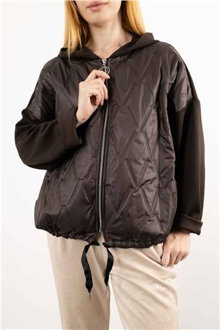 Ön Kapitone Desen Kapüşonlu Ceket