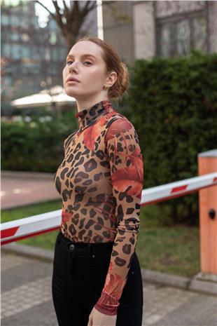 Yaprak Ve Leopar Desen Bluz