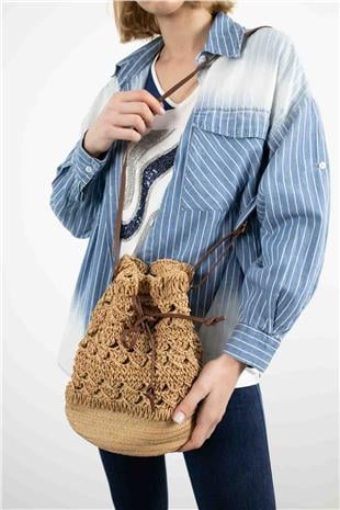 Örme Desen Yuvarlak Omuz Çantası