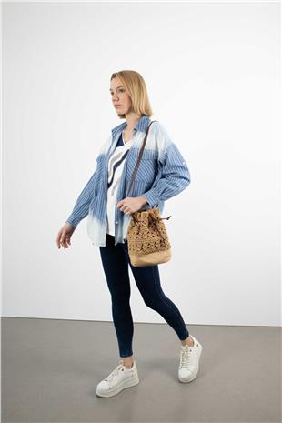 Örme Desen Yuvarlak Omuz Çantası