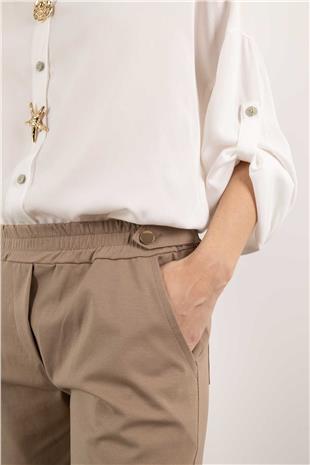 Paça Bel Gold Düğme Detay Pantolon