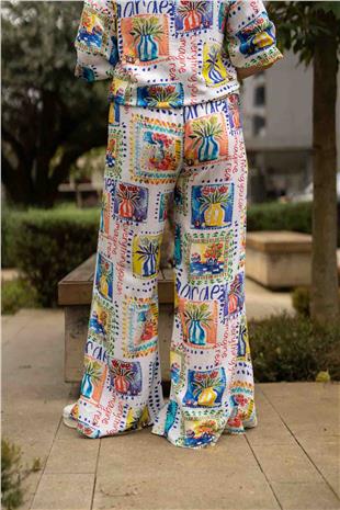 Paça Yırtmaç Detay Ön İp Bağlamalı Kadın Pantolon