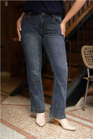 Paçası Taş Detaylı Kot Pantolon