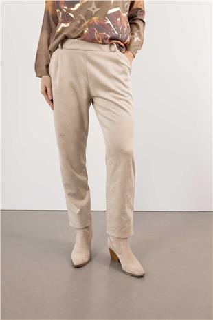 Papatya İşleme Detay Süet Pantolon