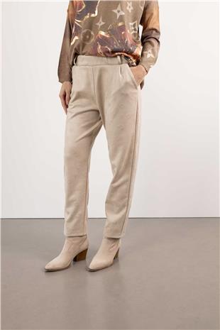 Papatya İşleme Detay Süet Pantolon