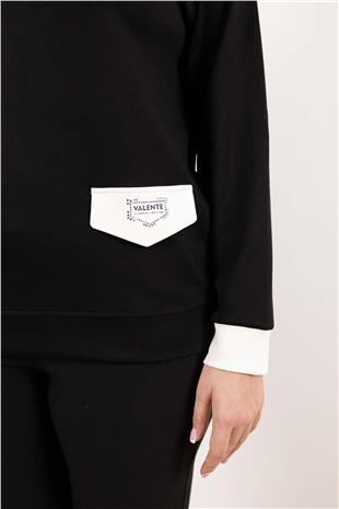 Polo Yaka Detaylı Valente Yazılı Taş Baskılı Bluz