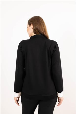 Polo Yaka Detaylı Valente Yazılı Taş Baskılı Bluz