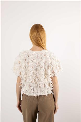 Püskül Detay Yarım Kol Hırka