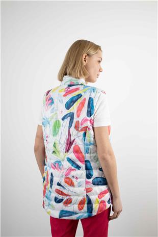 Renk Desenli Fermuarlı Yelek