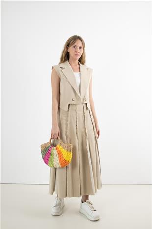 Renkli Hasır El Çantası