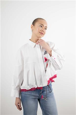 Renkli Tül Detay Gömlek