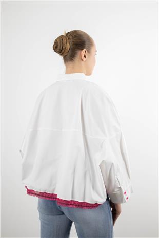 Renkli Tül Detay Gömlek