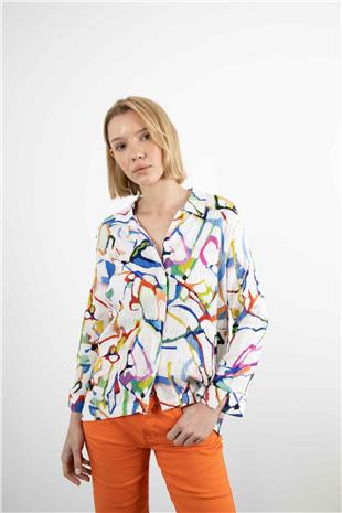 Renli Desen Dokuma Gömlek