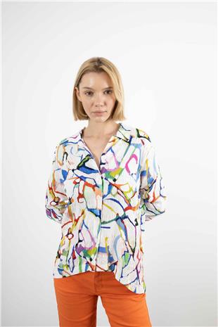 Renli Desen Dokuma Gömlek