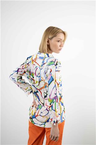 Renli Desen Dokuma Gömlek