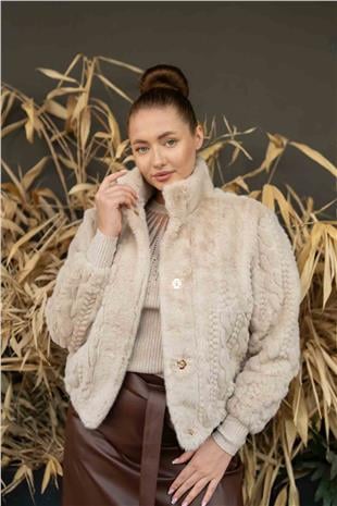 Saç Örgü Detaylı Uzun Kollu Hırka