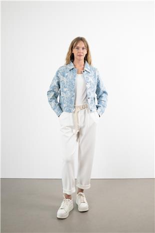 Şal Desenli Jeans Gömlek