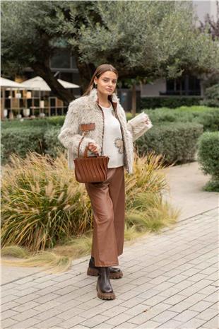 Şerit Parçalı El Omuz Çantası