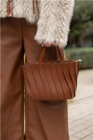 Şerit Parçalı El Omuz Çantası