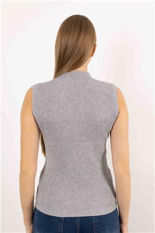 Su Yolu Taş İşleme Detay Kolsuz Triko