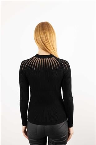 Taş İşleme Detay Bisiklet Yaka Kazak