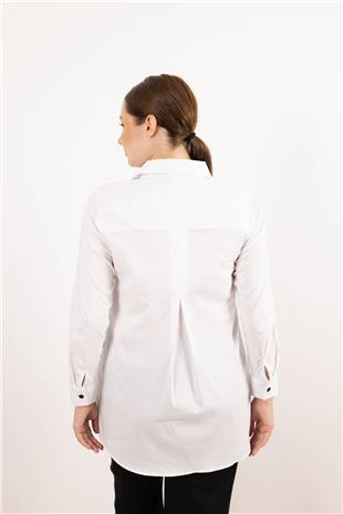 Taş Ve Figür Baskı Detaylı Arkası Pencereli Gömlek