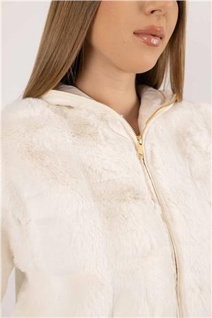 Triko Kol Detay Peluş Mont