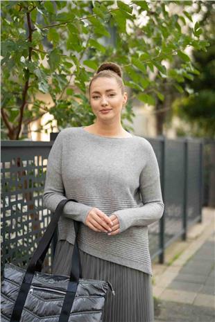 Üst Triko Alt Tül Detay Elbise