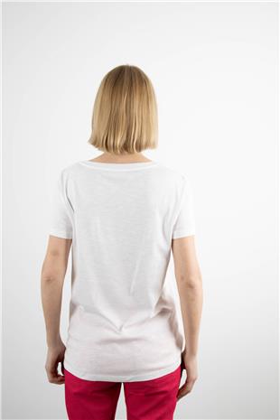 V Yaka Detaylı Kısa Kollu Basic Tshirt