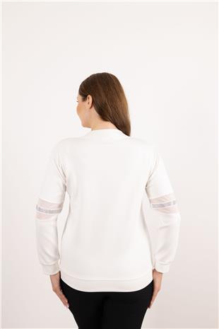 V Yaka Detaylı Taş Gül Baskılı Bluz