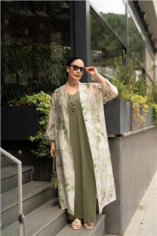 V Yaka Sıfır Kol Basic Uzun Kadın Elbise