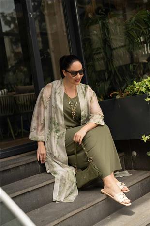 V Yaka Sıfır Kol Basic Uzun Kadın Elbise