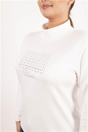 Valente Yazı Detaylı Taş Baskılı Bluz