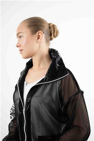 Yaka Astar Ve File Detaylı Ceket