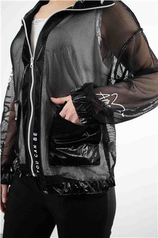 Yaka Astar Ve File Detaylı Ceket