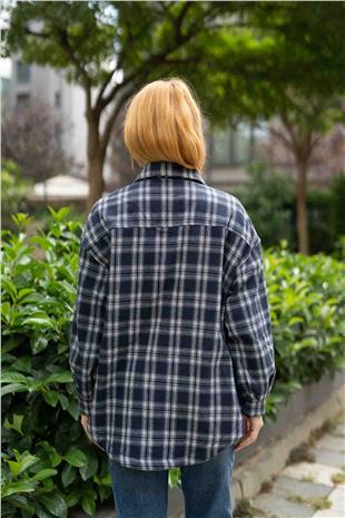 Yaka Taş Baskı Detaylı İçi Pelüş Oduncu Gömlek